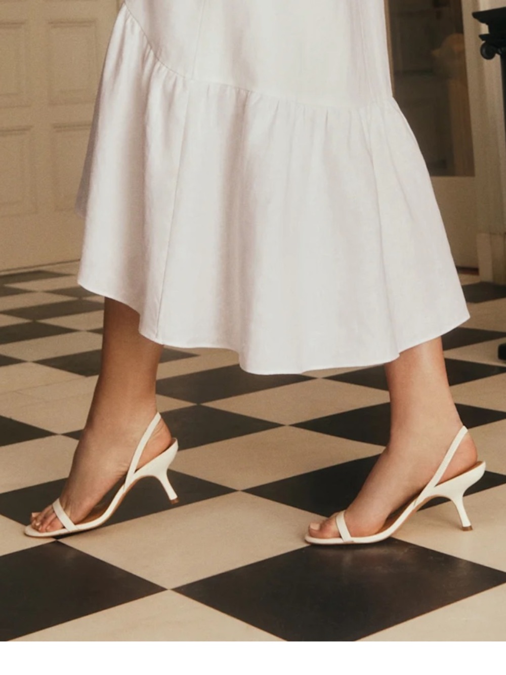 Reformation Ivory Strappy Slingback Kitten Heels